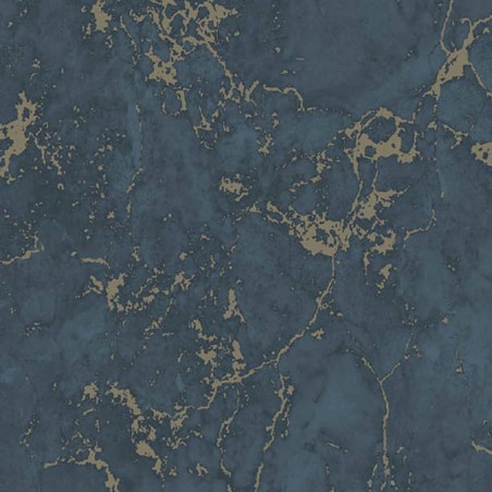 DUTCH WALLCOVERINGS Tapete Marmor-Optik Blau und Golden