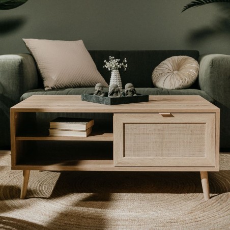 Finori Couchtisch Bali 55A Sonoma-Eiche und Raffia-Druck