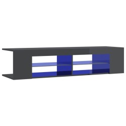vidaXL TV-Schrank mit LED-Leuchten Hochglanz-Grau 135x39x30 cm