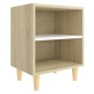 vidaXL Nachttisch mit Massivholz-Beinen Sonoma-Eiche Weiß 40x30x50cm vidaXL Nachttisch mit Massivholz-Beinen Sonoma-Eiche Weiß 40x30x50cm