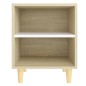 vidaXL Nachttisch mit Massivholz-Beinen Sonoma-Eiche Weiß 40x30x50cm vidaXL Nachttisch mit Massivholz-Beinen Sonoma-Eiche Weiß 40x30x50cm