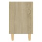 vidaXL Nachttisch mit Massivholz-Beinen Sonoma-Eiche Weiß 40x30x50cm vidaXL Nachttisch mit Massivholz-Beinen Sonoma-Eiche Weiß 40x30x50cm