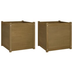 vidaXL Pflanzkübel 2 Stk. Honigbraun 60x60x60 cm Massivholz Kiefer