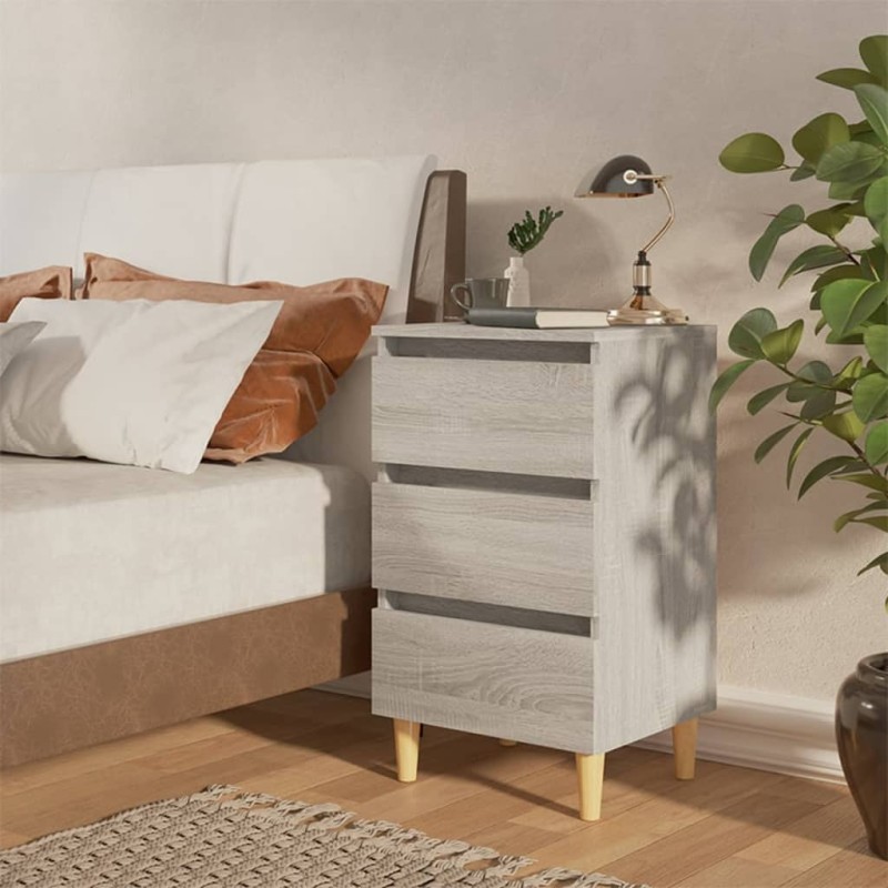 vidaXL Nachttische mit Massivholz-Beinen 2 Stk. Grau Sonoma 40x35x69cm vidaXL Nachttische mit Massivholz-Beinen 2 Stk. Grau Sonoma 40x35x69cm