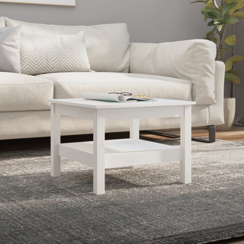 vidaXL Couchtisch Weiß 55x55x40 cm Massivholz Kiefer vidaXL Couchtisch Weiß 55x55x40 cm Massivholz Kiefer
