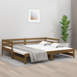vidaXL Tagesbett Ausziehbar Honigbraun 2x(90x190) cm Massivholz Kiefer