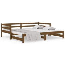 vidaXL Tagesbett Ausziehbar Honigbraun 2x(90x190) cm Massivholz Kiefer