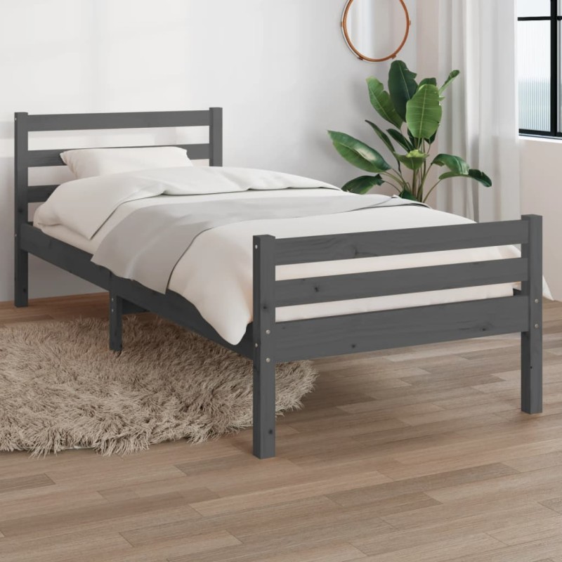 vidaXL Massivholzbett Grau 75x190 cm vidaXL Massivholzbett Grau 75x190 cm