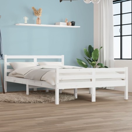 vidaXL Massivholzbett Weiß 140x190 cm