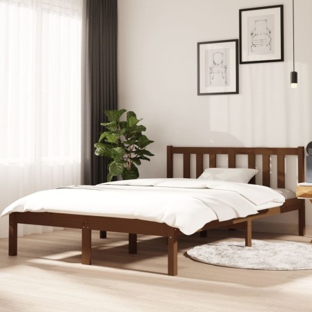 vidaXL Massivholzbett Honigbraun 120x190 cm