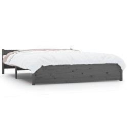 vidaXL Massivholzbett Grau 140x190 cm