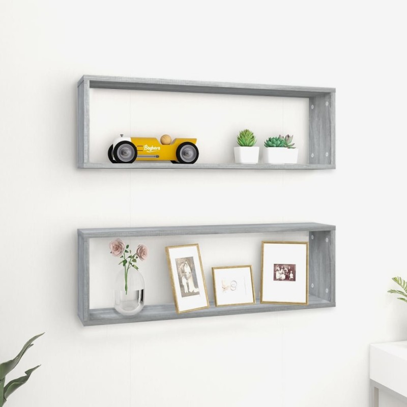 vidaXL Wandregale 2 Stk. Grau Sonoma 80x15x26,5 cm Holzwerkstoff vidaXL Wandregale 2 Stk. Grau Sonoma 80x15x26,5 cm Holzwerkstoff