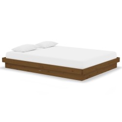 vidaXL Massivholzbett Honigbraun 135x190 cm