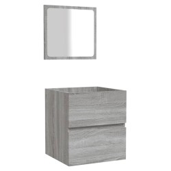 vidaXL Badschrank mit Spiegel Grau Sonoma Holzwerkstoff