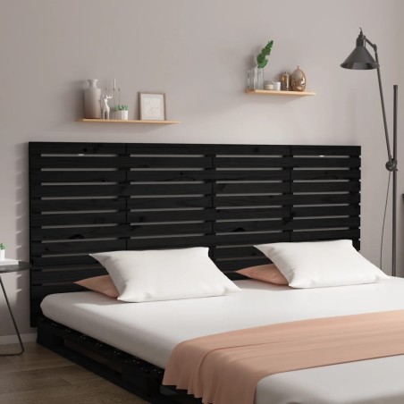 vidaXL Wand-Kopfteil Schwarz 186x3x91,5 cm Massivholz Kiefer