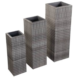 vidaXL Garten-Hochbeete 3-tlg. Poly Rattan Grau