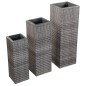vidaXL Garten-Hochbeete 3-tlg. Poly Rattan Grau vidaXL Garten-Hochbeete 3-tlg. Poly Rattan Grau