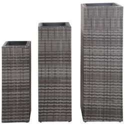 vidaXL Garten-Hochbeete 3-tlg. Poly Rattan Grau