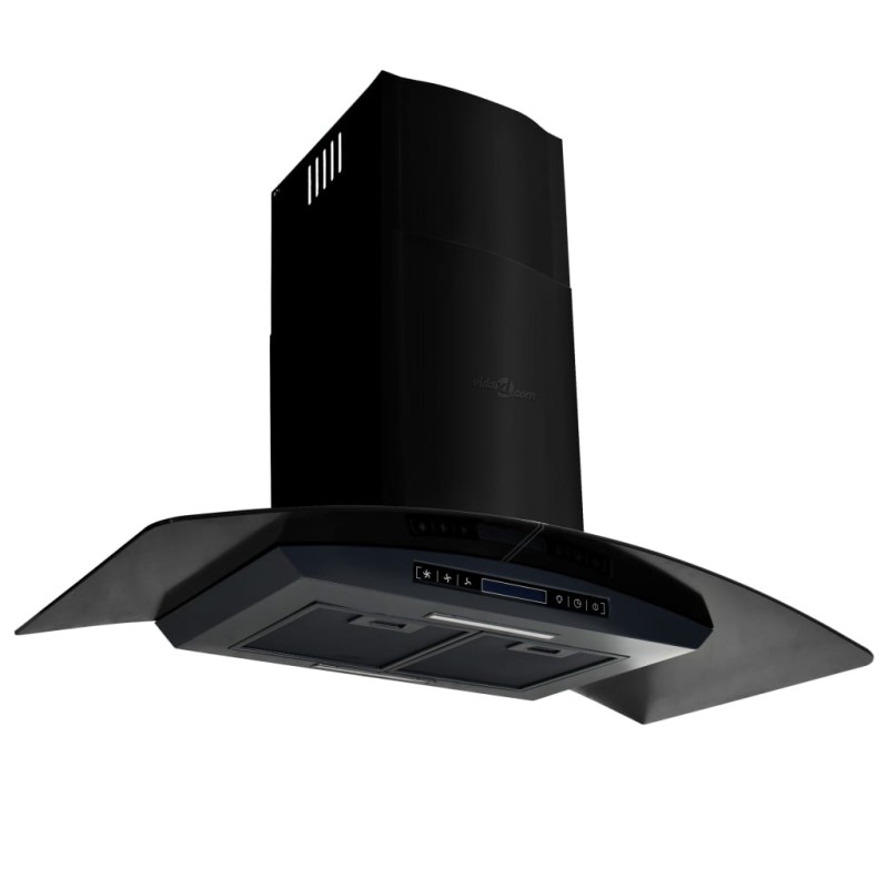vidaXL Dunstabzugshaube Wandmontage Edelstahl 756 m³/h 90 cm Schwarz vidaXL Dunstabzugshaube Wandmontage Edelstahl 756 m³/h 90 cm Schwarz