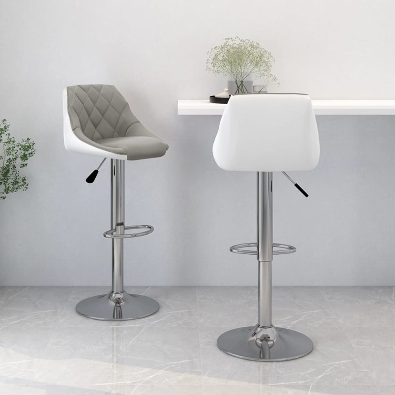 vidaXL Barhocker 2 Stk. Grau und Weiß Kunstleder vidaXL Barhocker 2 Stk. Grau und Weiß Kunstleder