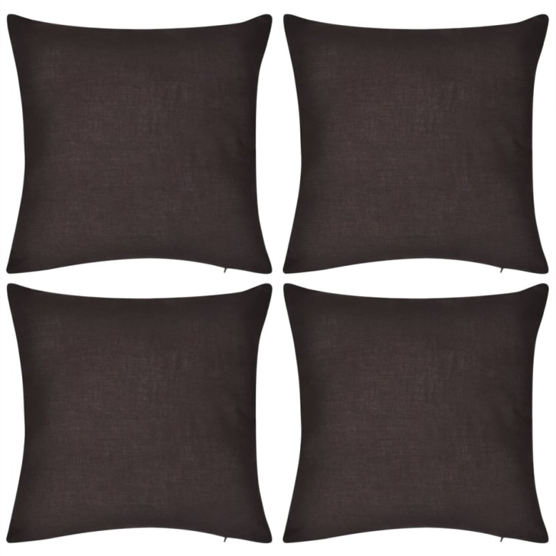 4 Braun Kissenbezüge Baumwolle 40 x 40 cm 4 Braun Kissenbezüge Baumwolle 40 x 40 cm