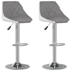 vidaXL Barhocker 2 Stk. Grau und Weiß Kunstleder