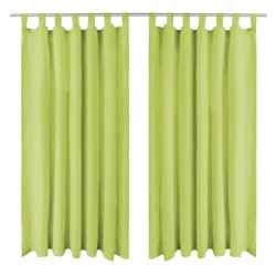 vidaXL Vorhänge Mikro-Satin 2 Stk. mit Schlaufen 140 x 175 cm Grün