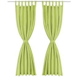 vidaXL Vorhänge Mikro-Satin 2 Stk. mit Schlaufen 140 x 175 cm Grün