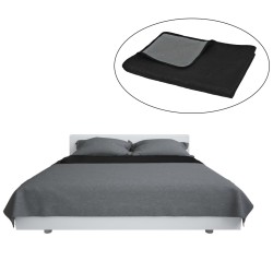 vidaXL Zweiseitige Tagesdecke Gesteppt 170 x 210 cm Grau und Schwarz