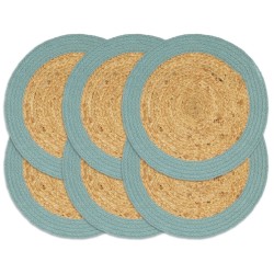 vidaXL Tischsets 6 Stk. Natur und Grün 38 cm Jute und Baumwolle 
