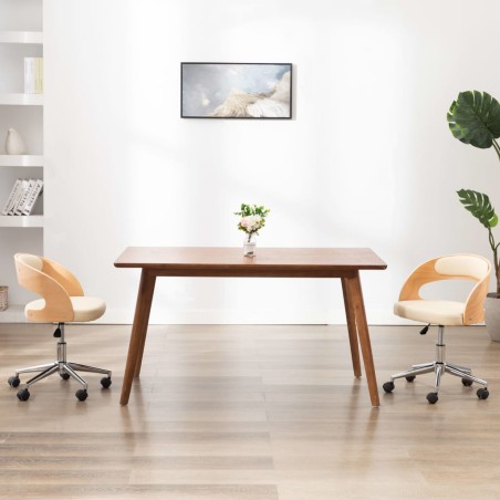 vidaXL Esszimmerstuhl Drehbar Creme Bugholz und Kunstleder 