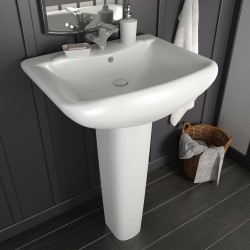 vidaXL Freistehendes Waschbecken mit Säule Keramik Weiß 580x470x200 mm