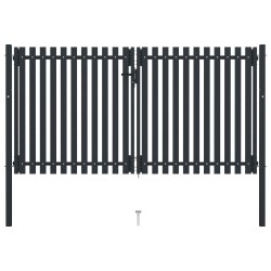 vidaXL Doppelflügel Zauntor Stahl 306x200 cm Anthrazit