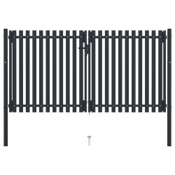 vidaXL Doppelflügel Zauntor Stahl 306x220 cm Anthrazit