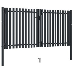 vidaXL Doppelflügel Zauntor Stahl 306x220 cm Anthrazit
