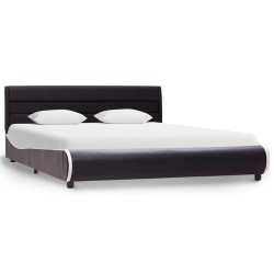 vidaXL Bettgestell mit LED Schwarz Kunstleder 160 x 200 cm 