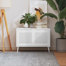 vidaXL Schranktüren Lamellen-Design 2 Stk Weiß 39,5x39,4 cm Massivholz