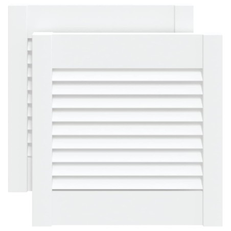 vidaXL Schranktüren Lamellen-Design 2 Stk Weiß 39,5x39,4 cm Massivholz