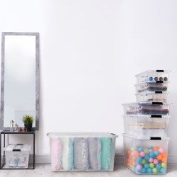 vidaXL Aufbewahrungsboxen mit Deckeln 2 Stk. Transparent 55 L
