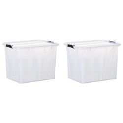 vidaXL Aufbewahrungsboxen mit Deckeln 2 Stk. Transparent 55 L