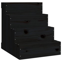 vidaXL Haustiertreppe Schwarz 40x49x47 cm Massivholz Kiefer