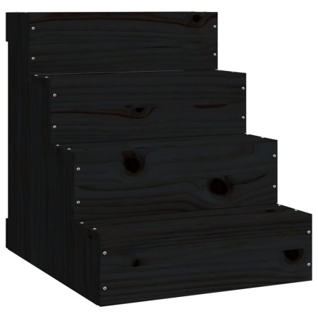 vidaXL Haustiertreppe Schwarz 40x49x47 cm Massivholz Kiefer