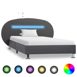 Bettgestell mit LED Schwarz Kunstleder 90x200 cm