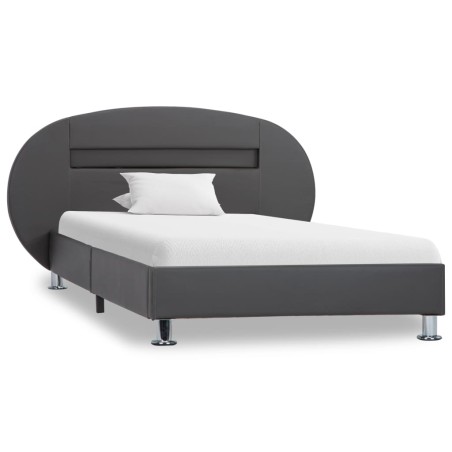 Bettgestell mit LED Schwarz Kunstleder 90x200 cm
