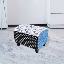 vidaXL Fußhocker Patchwork Blau & Weiß