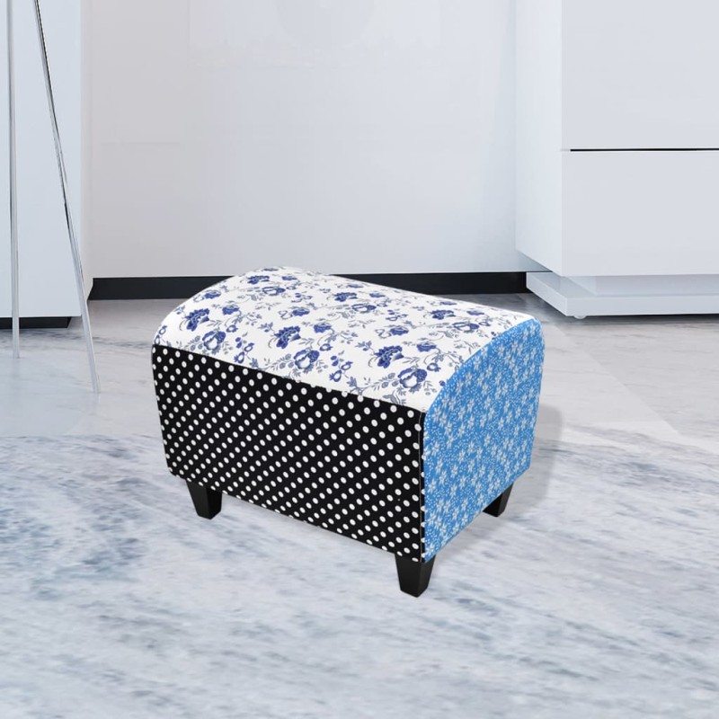 vidaXL Fußhocker Patchwork Blau & Weiß vidaXL Fußhocker Patchwork Blau & Weiß