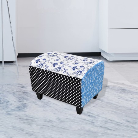 vidaXL Fußhocker Patchwork Blau & Weiß