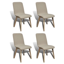 vidaXL Esszimmerstühle 4 Stk. Beige Stoff und Massivholz Eiche