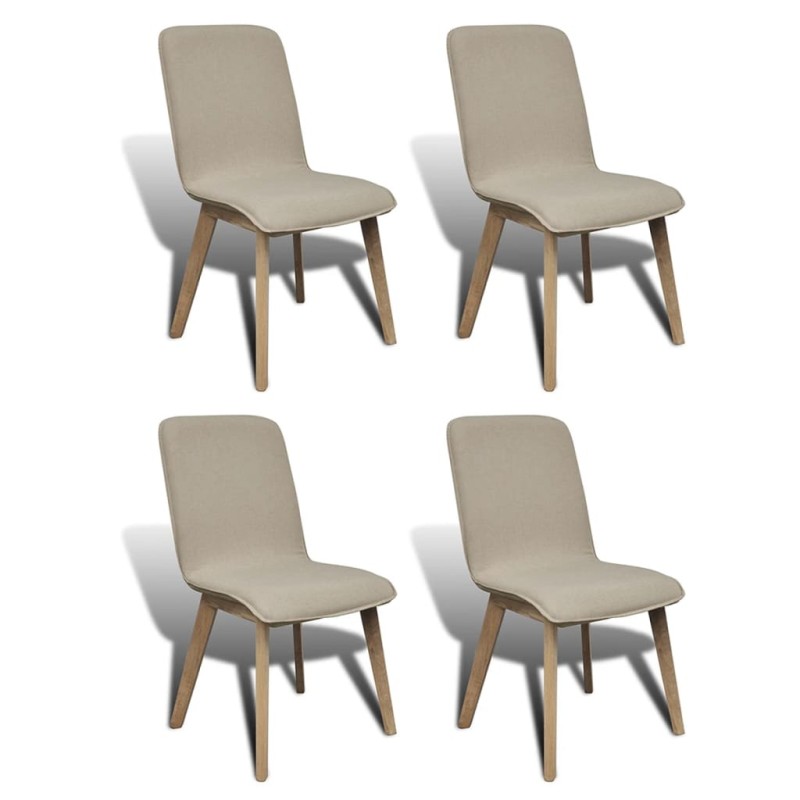 vidaXL Esszimmerstühle 4 Stk. Beige Stoff und Massivholz Eiche vidaXL Esszimmerstühle 4 Stk. Beige Stoff und Massivholz Eiche