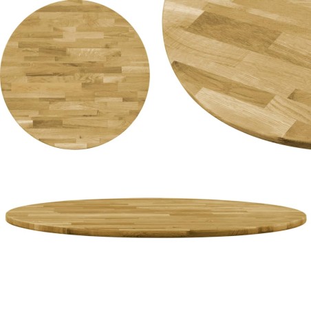 vidaXL Tischplatte Eichenholz Massiv Rund 23 mm 600 mm 